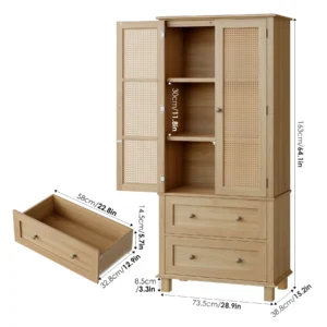 Homfa Rattan Cabinet with Doors